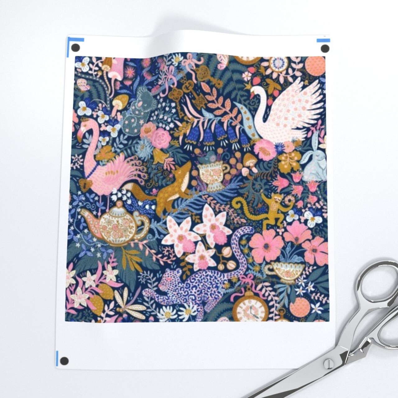 Maximalist Tea Party Whimsical Chintz Pink Purple Mustard Swans And Flamingos Custom Removable Wallpaper by Spoonflower Peel & Stick Wallpaper 2FT Wide